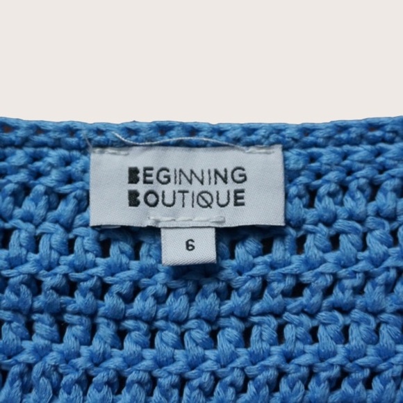 BEGINNING BOUTIQUE | Women’s Cleo Crochet Mini Dress Coverup Blue 4 - Picture 5 of 6